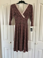 Sandra Darren vintage dress v neck SIZE 8 fit and flare geometric y2k NWT