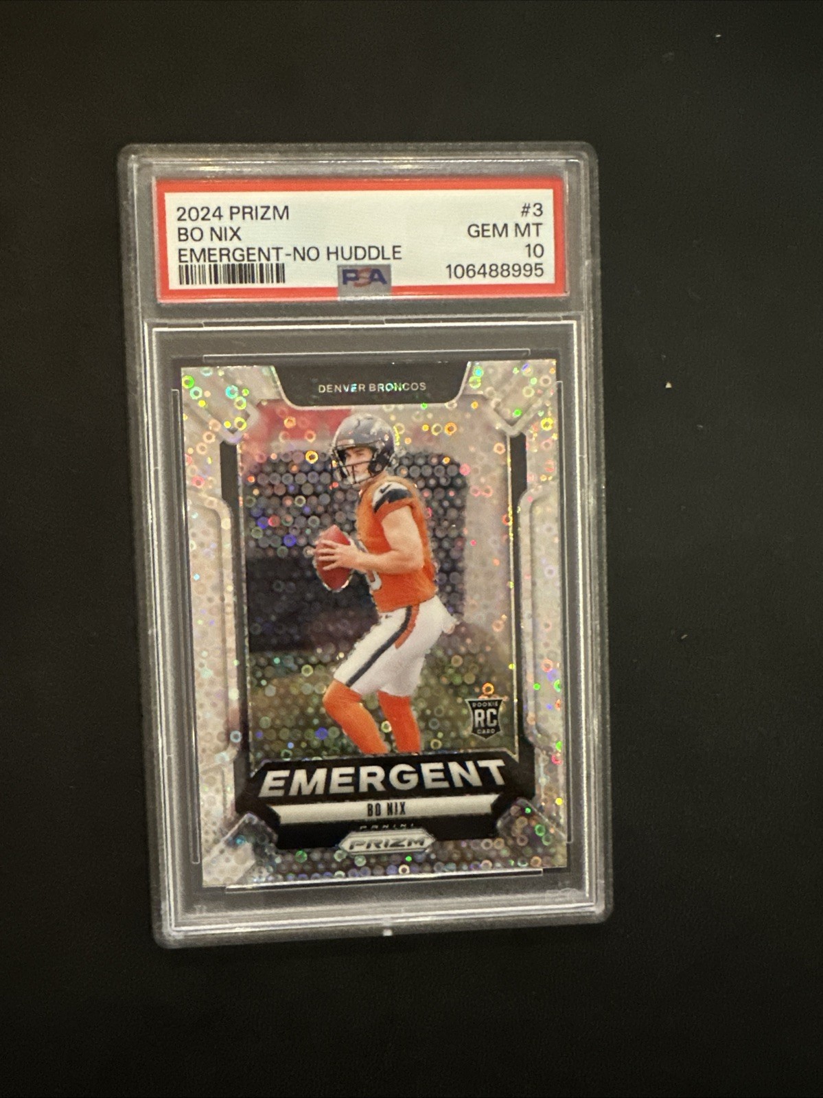 2024 PANINI PRIZM EMERGENT NO HUDDLE #3 BO NIX ROOKIE RC PSA 10