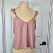 Victoria's Secret Size S Rose Pink Velvet Ruffle Strap Tank Top Camisole