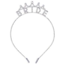 FROG SAC Bride Headband for Women, Rhinestone Tiara One Size, Silver -