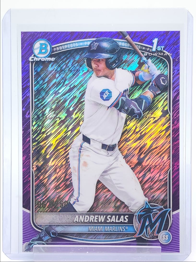 ANDREW SALAS 2025 BOWMAN CHROME 1ST PURPLE SHIMMER MARLINS /250 Q4920