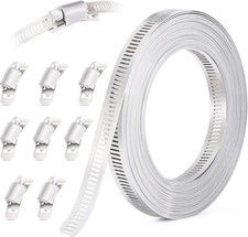 10FT Stainless Steel Hose Clamp Strap Kit with 8 Fasteners Adjustable DIY Band