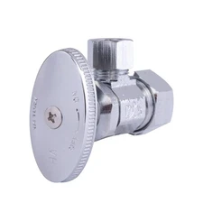 1-Pack Angle Water Stop Valve, 1/2 Comp Inlet, 3/8 OD Comp Outlet, Multi-Turn