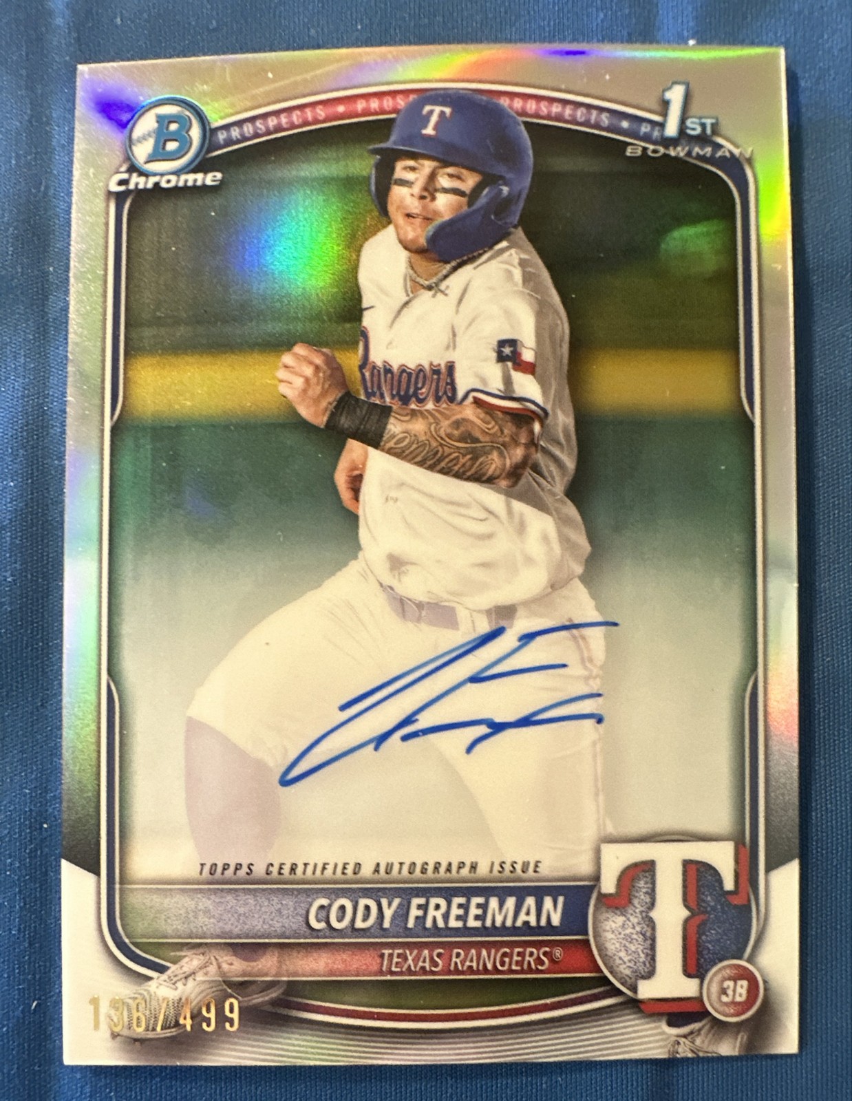 2025 Bowman - Chrome Prospect Autographs Cody Freeman #CPA-CFR Refractor /499