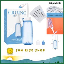 Sinus Rinse Kit - 300ml Nasal Rinse Bottle with 40 Salt Packs for Relief