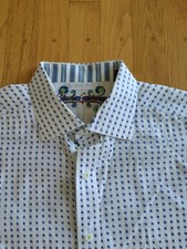 Robert Graham Shirt Mens XL Blue White Geometric Button Up Flip Cuff - M47