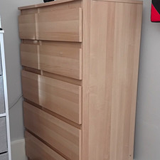 Light Wood Tone Freestanding 5 Drawer Chest of Drawers Brown 70x111x40cm