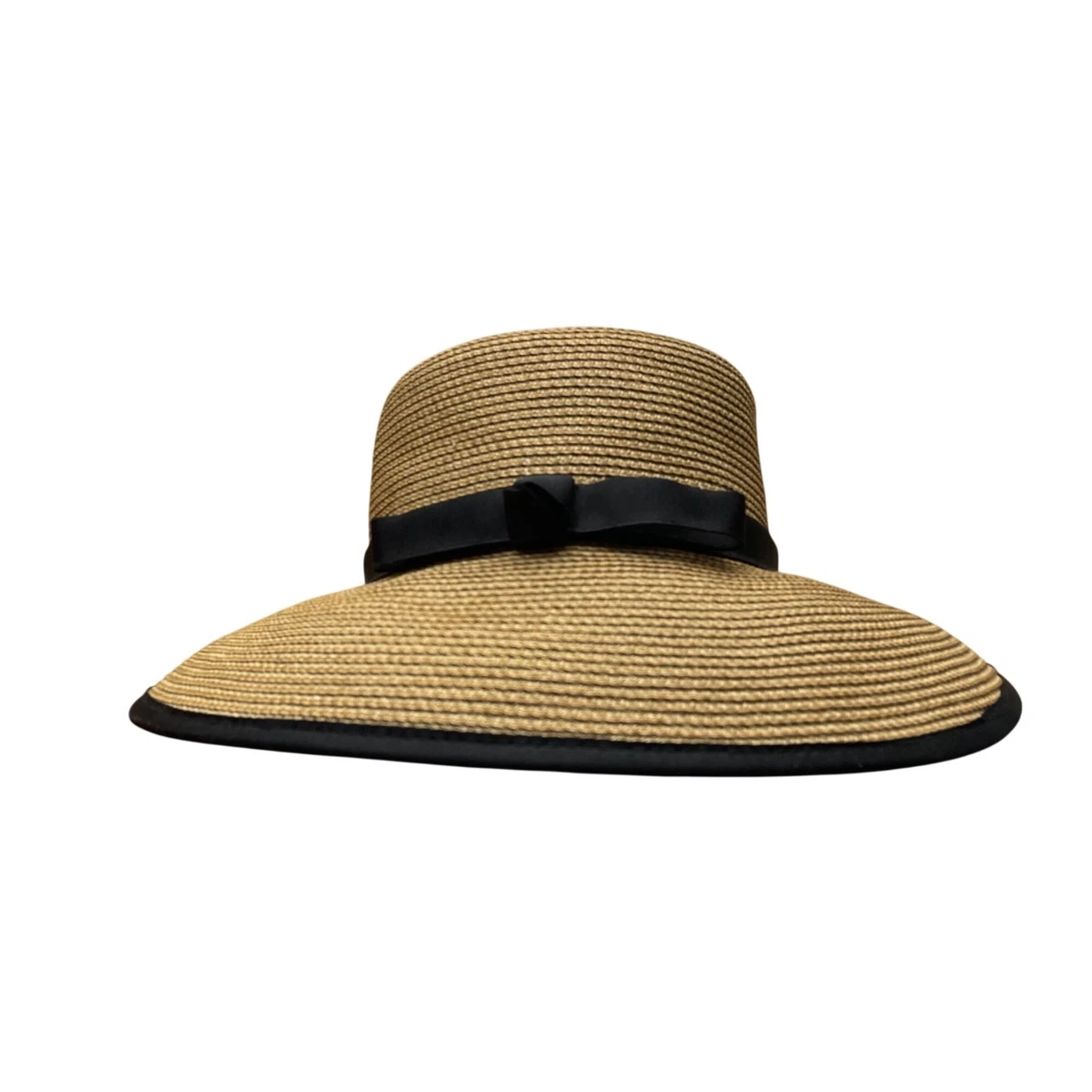 $240 New Eric Javits Women\'s Packable Stripe Bucket Straw Hat~ Black and Tan Squishee® Bucket Hat | Straw Bucket Hat | Eric Javits main image 2