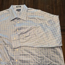 Paul Frederick Two Ply 100 Cotton Check Long Sleeve Shirt Mens Size 19 G202