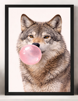 Lustiges Wolf Wandbild A4 Druck Tier Poster Kaugummi Safari Deko Geschenk Spaß