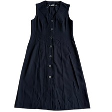 Women’s DKNY Sleeveless Button Down Dress UK 6 Navy