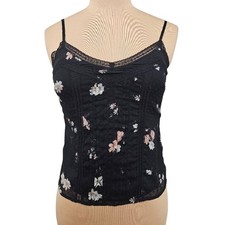 Abercrombie Fitch Black Floral Lace Camisole Tank Top XS Y2K Coquette