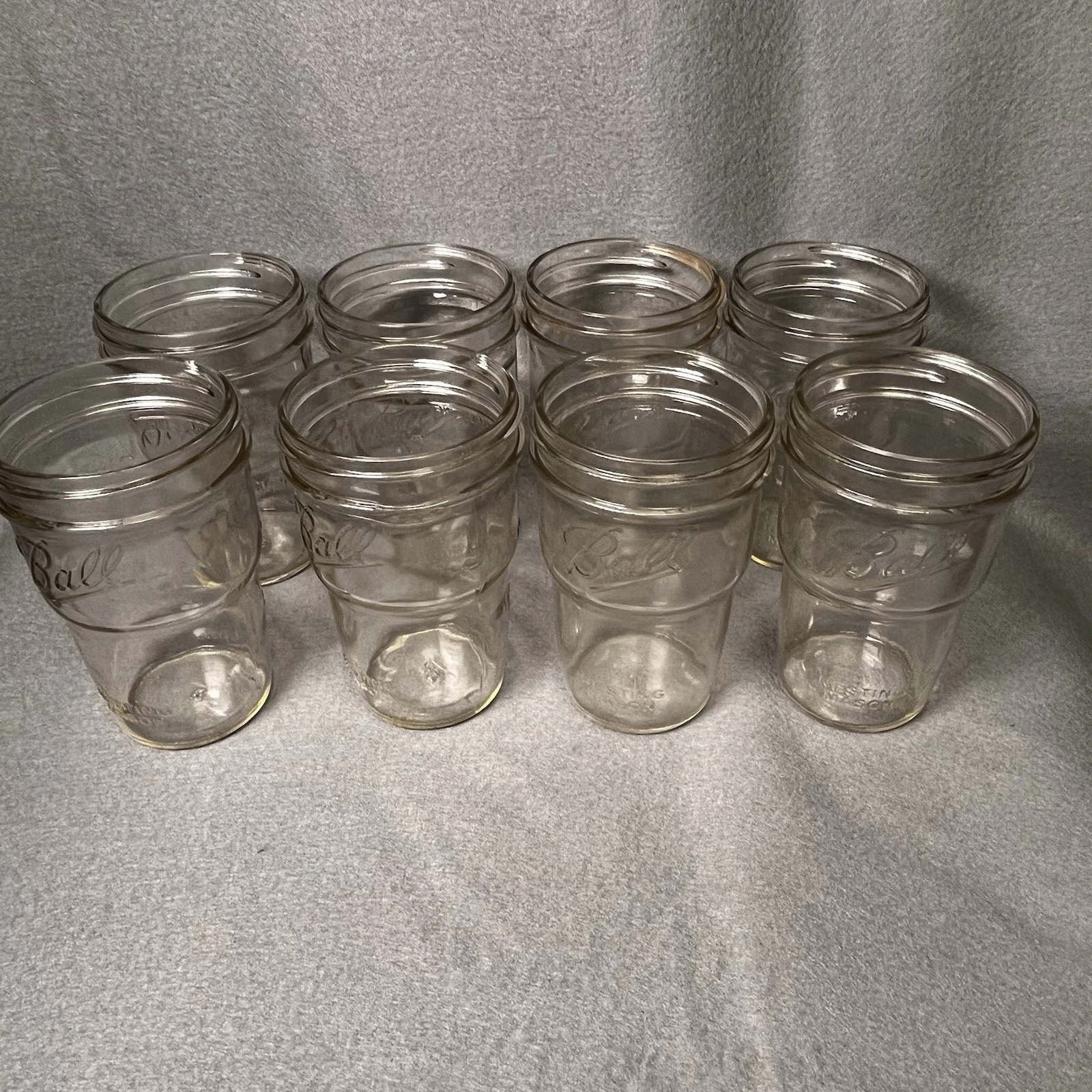 Ball Nesting Mason Jars - Lot Of 8- 12 Oz Wide Mouth Clear Glass Jars