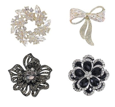4Pcs Wedding Bouquet Brooches Crystal Rhinestone Flower Brooch Pins for Women DI