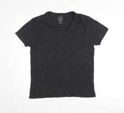 J.Crew Damen T-Shirt Grau Baumwolle V-Ausschnitt Größe S Regular Fit