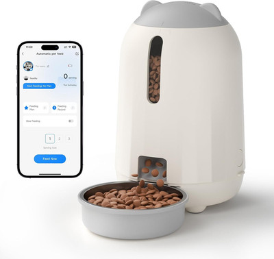 Smart Automatic Cat Feeder with App Control and Dual Power Supply, 3L Capacity