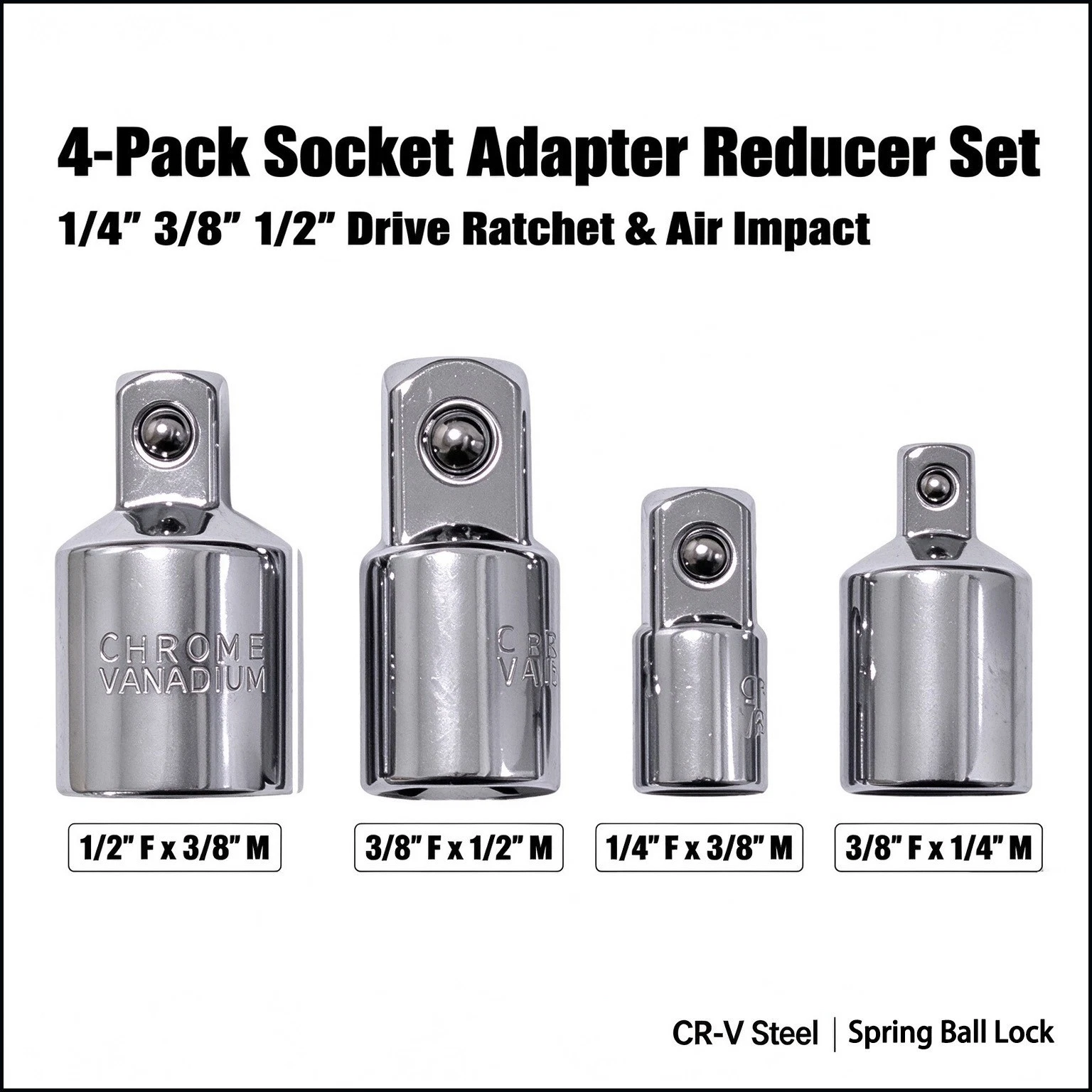 4-Pack Socket Adapter Reducer Set