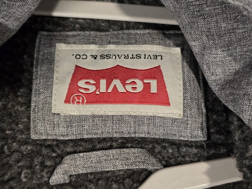 Mens Levi's Sherpa Lined Hooded Knit Bomber Jacket Grey Black Men's Sz Small S I - Picture 9 of 13