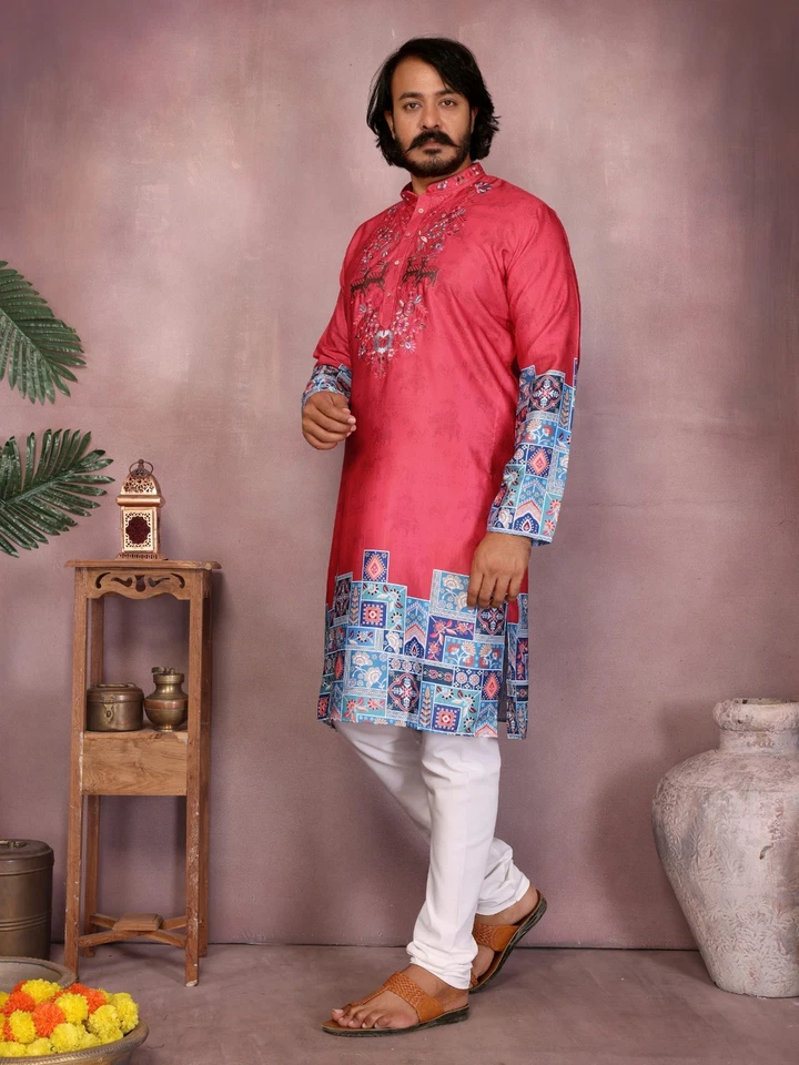 Ensemble Kurta Homme Blanc Kashida Sherwani Style Mariage Pakistan Inde - Photo 4/4