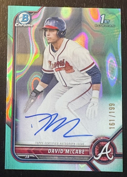2022 Bowman Draft Chrome David McCabe #CDA-DM Aqua Lava Refractor Auto /199