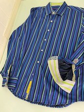 Robert Graham X Shirt Men XL Tailored Fit Flip Cuff Button Up Striped Multicolor