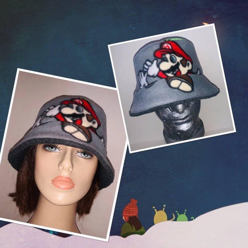Super Mario Brothers Double Layer Fleece Reversible Bucket Hat Adult