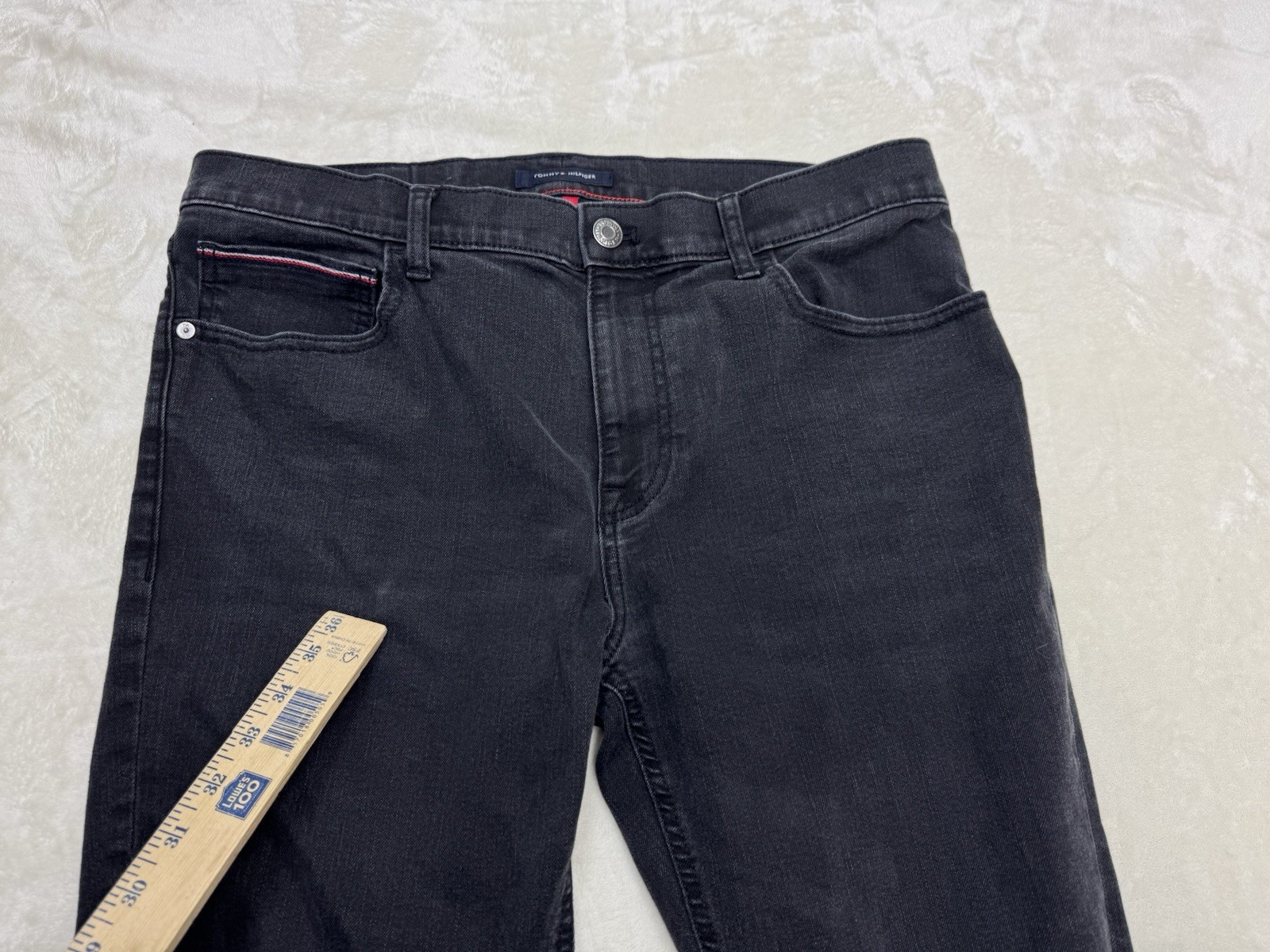 Tommy Hilfiger Jeans Mens 36 Black Denim 36x32 Straight Leg Pocket Flag thumbnail 16