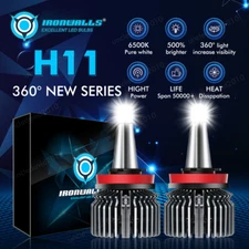 8sides H9 H11 LED Headlight Kit High/Low Beam Bulbs Super Bright 6500K 2500000LM