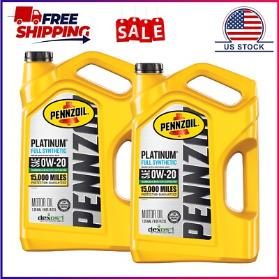 (2 pack) Pennzoil Platinum Full Synthetic 0W-20 Motor Oil, 5 Quart