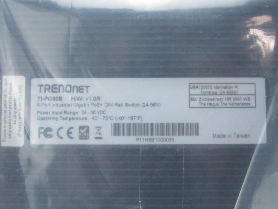 TRENDnet TI-PG80B 8-Port Industrial Gigabit PoE+ DIN-Rail Switch 24–56V [CTOKT] - Image 3 of 4