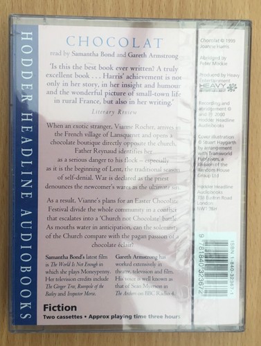 🌟CHOCOLAT🌟JOANNE HARRIS🌟2X CASSETTE AUDIO BOOK🌟UK🇬🇧SELLER🌟FAST POSTAGE🌟 - Picture 2 of 4