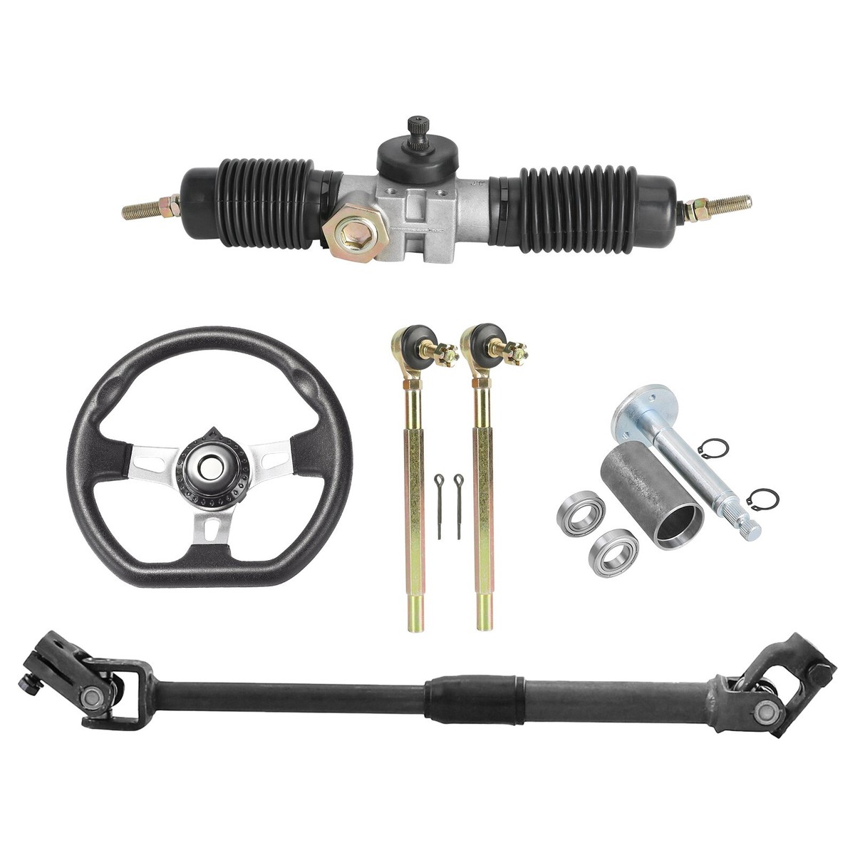 Go Kart Steering Wheel Kit Power Gear Rack Pinion Shaft ATV Dolly