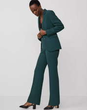 NEW ANN TAYLOR 129 DEEP SLATE GREEN FLUID CREPE TROUSER PANTS SZ 8P 8 PETITE