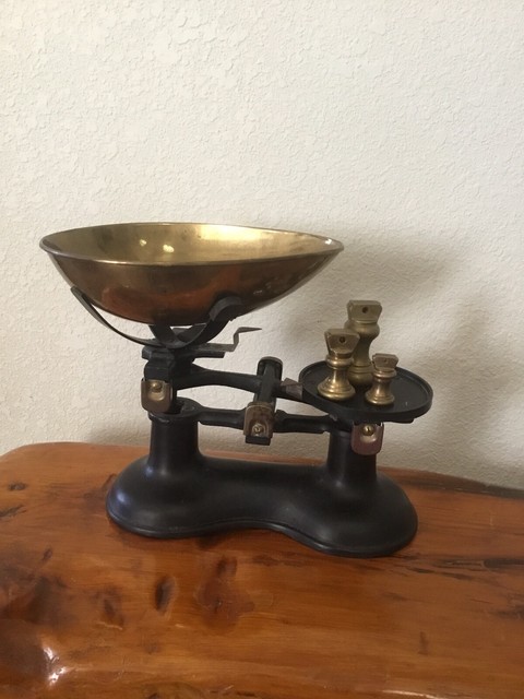 Salter 060 Vintage Traditional Cast Iron Balance Scales W Brass
