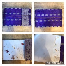 SARI PRESSED FLOWER FABRIC SCRAPBOOK MEMORY BOOK PHOTO ALBUM BROCADE BOHO NEW