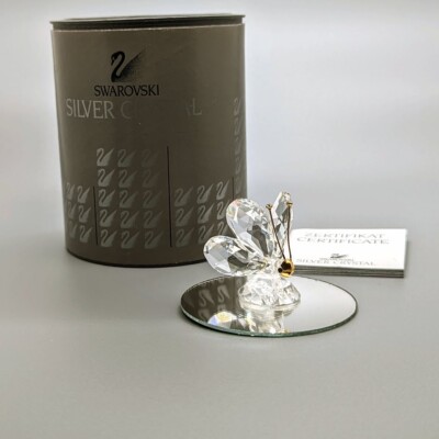 Vintage Swarovski Crystal Butterfly with Gold Antenna Figurine