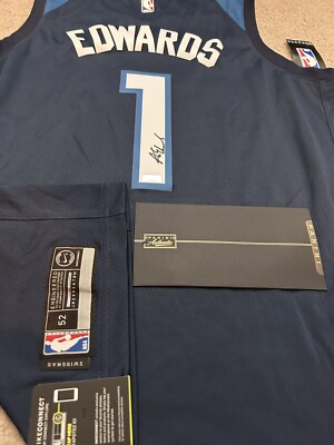 Anthony Edwards Autographed Signed Nike Navy Blue Swingman