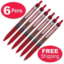Pilot Precise V10 RT 13456 Red Ink 1.0mm Bold Point Rolling Ball Pens, Pack of 6