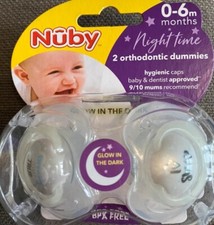Nuby Orthodontic Night Time Dummies Glow In The Dark 0-6m