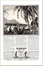 PRINT AD 1928 Hawaii Tourist Bureau LASSCO Matson Line Beachcomber 6.75 x 10