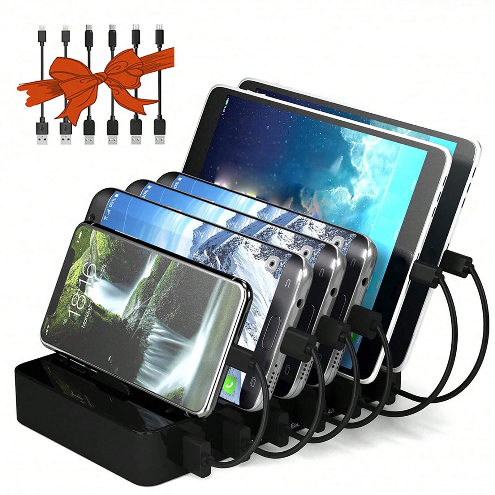 50W 6-Port USB Charging Station for Multiple Devices Family Charger  