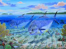 Ceramic Backsplash Tile Mural Fishing Kitchen/Bathroom/Shower - Permit Flats