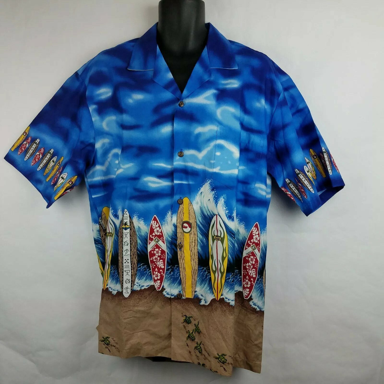 Surfboards Hawaiian Style Shirt Winnie Fashion Blue Size XL eBay