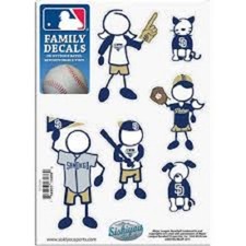 1 NEW 5'' x 7'' SHEET OF 6 MLB SAN DIEGO PADRES FAMILY DECALS BASEBALL