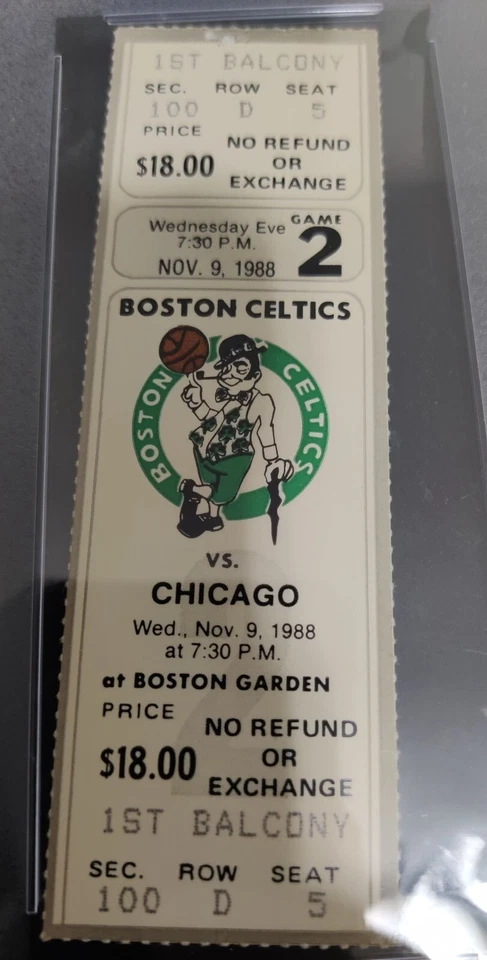 1988 Michael Jordan 52 Points Bulls Celtics Full Ticket PSA 3 VG November 9 - Image 2 of 4