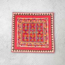 Indian Vintage Handmade Embroidery Tapestry Cotton Floral Wall Hanging Decor