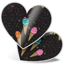 2 x Heart Stickers 15 cm - Ice Cream Cones Summer Treat #13216