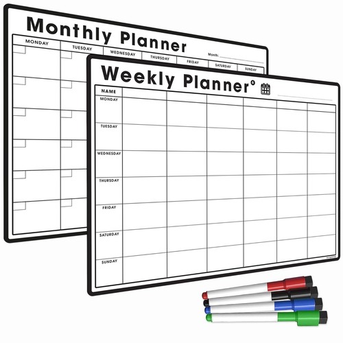 Calendario planificador de mes y semana | Pizarra magnética de borrado en seco | Hogar y oficina - Imagen 13 de 28