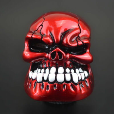 Red Bone Skull Head Manual Shift Knob – Resin Gear Stick For Car Or Truck