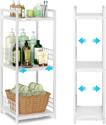 Expandable Slim 3-Tier Metal Shelf for Small Spaces - Bathroom & Kitchen Organiz